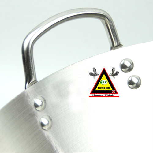 Chảo inox công nghiệp đáy lõm chảo inox 2 quai