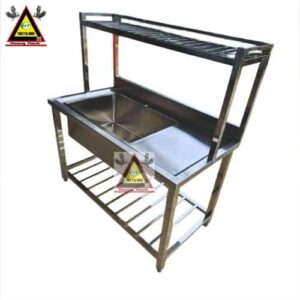 Chậu Rửa Inox 1 Hộc Có Bàn Kèm Kệ